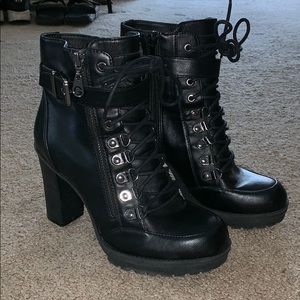 Black Guess Heel Combat like Boots